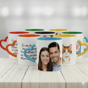 custom inner color heart handle mug
