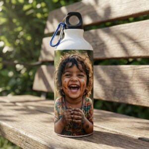 Sublimation sipper bottle with custom printed design for personalized hydration