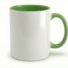 Personalized inner color mug with green interior and handle