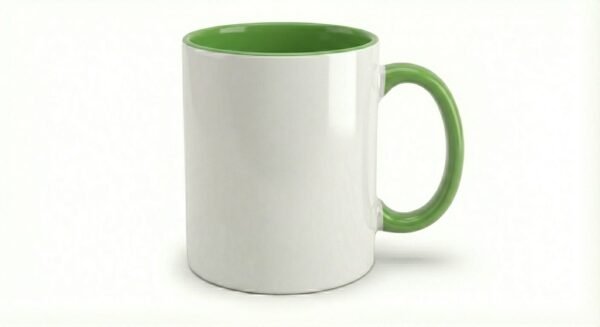 Personalized inner color mug with green interior and handle