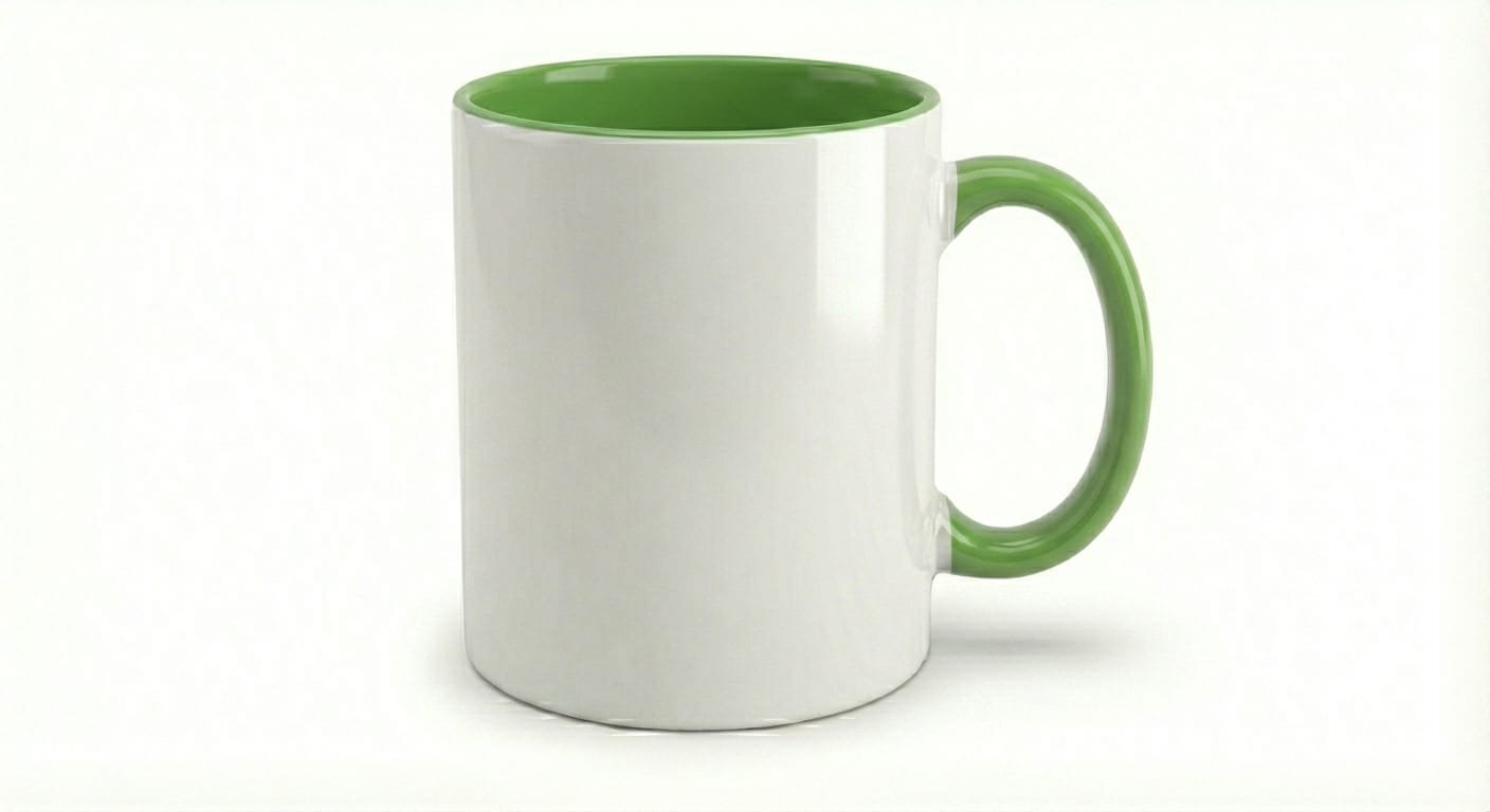 Personalized inner color mug with green interior and handle