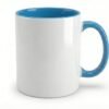 Personalized inner color mug with light blue interior and handle