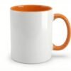 Personalized inner color mug with orange interior and handle