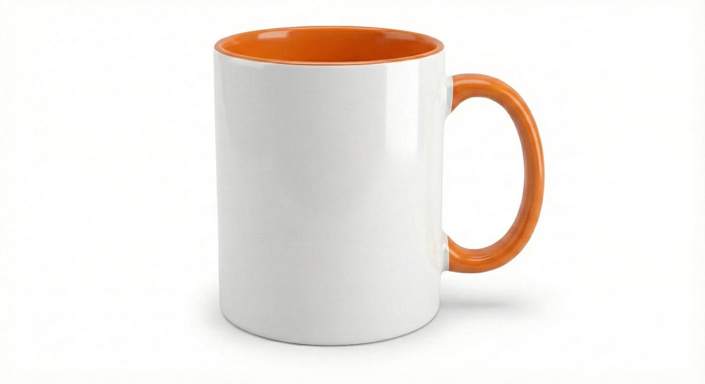 Personalized inner color mug with orange interior and handle