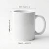 Sublimation mug showing size and capacity with logo and tagline